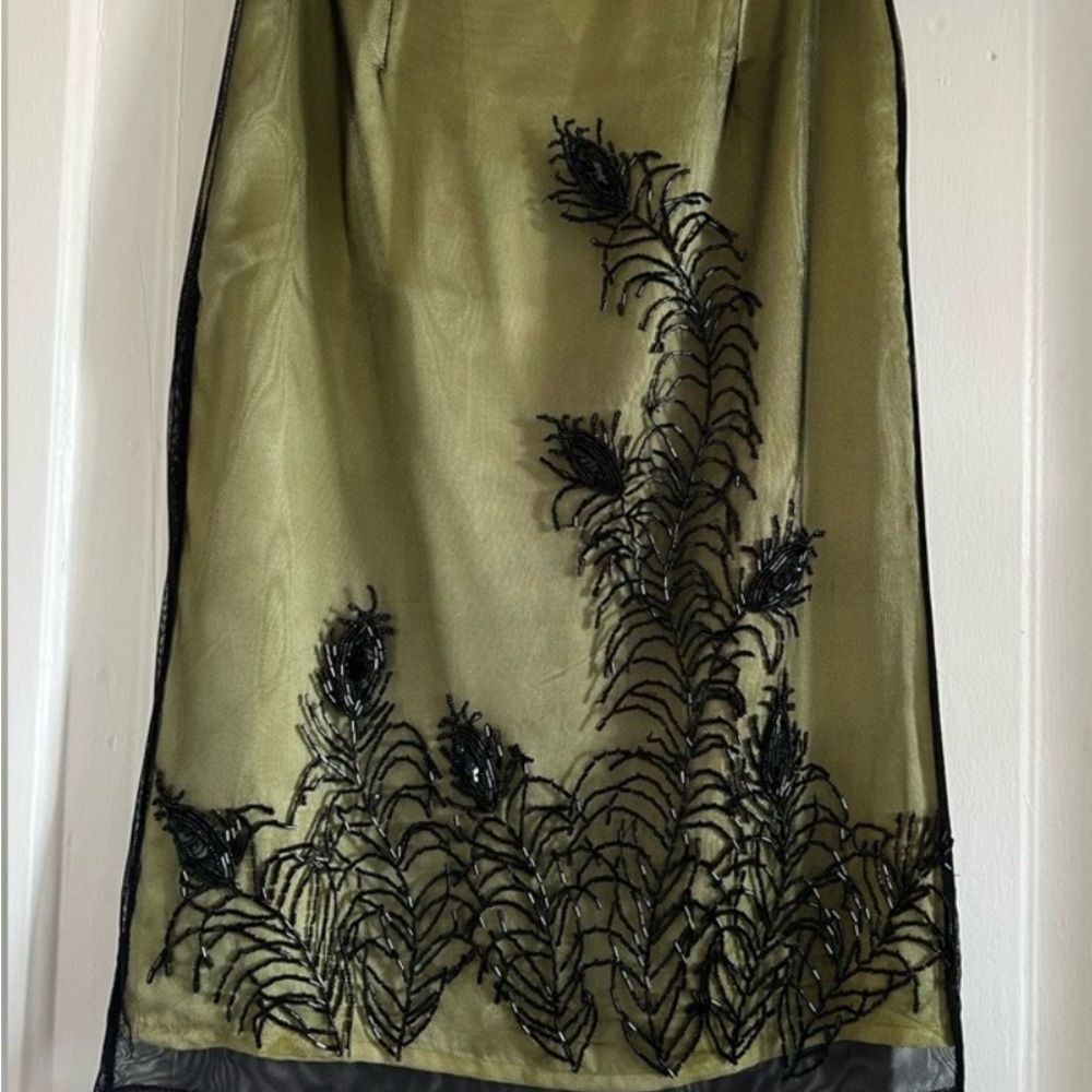 OBO: Sue Wong Olive Green Beaded Pencil Skirt - Picture 3 of 5